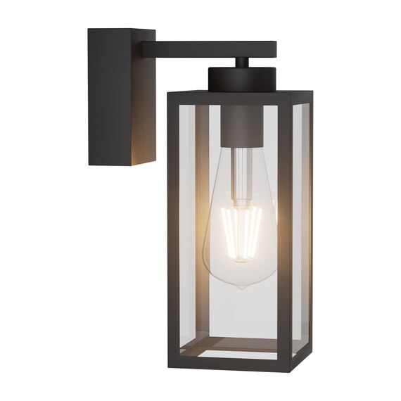 K-Bright Wandleuchte außen (Laterne) IP65 wasserdicht Schwarz (1 flammig, E27) Vintage Outdoor Wandlampe, max. 40 Watt, ußenleuchte für Terrasse u. Hof (Glühbirne nicht enthalten)