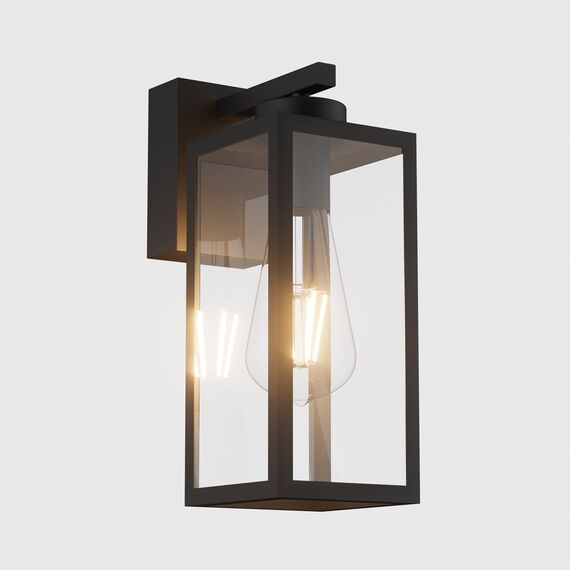 K-Bright Wandleuchte außen (Laterne) IP65 wasserdicht Schwarz (1 flammig, E27) Vintage Outdoor Wandlampe, max. 40 Watt, ußenleuchte für Terrasse u. Hof (Glühbirne nicht enthalten)