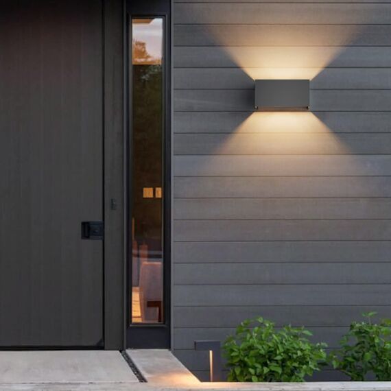 Klighten 2PCS 18W Wandleuchte mit Austauschbarer G9 LED Lampe Warmweiß 3000K, LED Wandleuchte Innen/Aussen Einstellbar Abstrahlwinkel Außenleuchte für Wohnzimmer Garten, IP54, Dunkelgrau