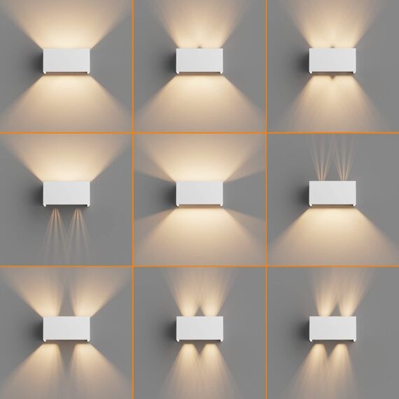 Klighten 2PCS 18W Wandleuchte mit Austauschbarer G9 LED Lampe Warmweiß 3000K, LED Wandleuchte Innen/Aussen Einstellbar Abstrahlwinkel Außenleuchte für Wohnzimmer Garten, IP54, Weiß