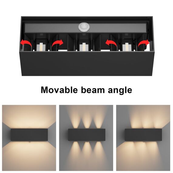 Klighten 30W Außenlampe mit Bewegungsmelder, 2PCS Aussenleuchten mit bewegungsmelder Einstellbarer Lichtstrahl, Außenwandleuchte mit Bewegungsmelder Außen/Innen für Garten, IP65,3000K, Anthrazit