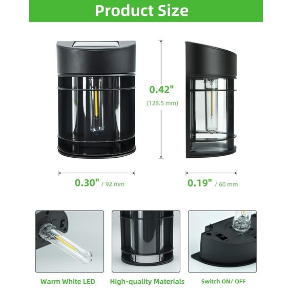 nipify Solar Wandleuchte Aussen, 6 Stück Solarleuchten für Außen Wandleuchte Aussen Garten IP65 Wasserdicht Solar LED Aussenleuchten Wand Außenlampe Kabellos für Veranda Garage Zaun Rasen Warmweiß