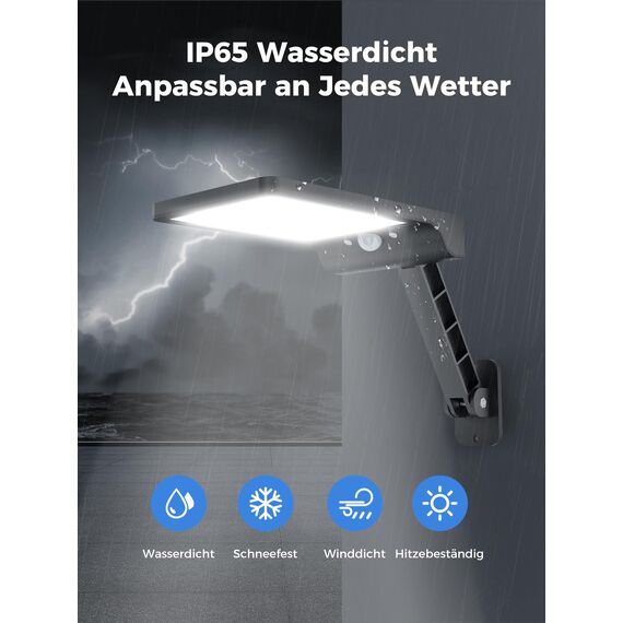 COLBOR Solarlampen für Außen mit Bewegungsmelder, Solarleuchten für außen 3 Modi 48 LED Aussenleuchte mit Fernbedienung IP65 Wasserdicht 2PCS, Solarlampe-Außen-LED-Bewegungsmelder-Solarleuchte