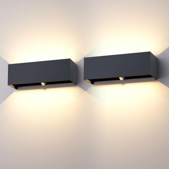 Klighten 30W Außenlampe mit Bewegungsmelder, 2PCS Aussenleuchten mit bewegungsmelder Einstellbarer Lichtstrahl, Außenwandleuchte mit Bewegungsmelder Außen/Innen für Garten, IP65,3000K, Anthrazit