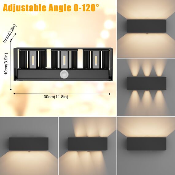 Klighten 30W Außenlampe mit Bewegungsmelder, 2PCS Aussenleuchten mit bewegungsmelder Einstellbarer Lichtstrahl, Außenwandleuchte mit Bewegungsmelder Außen/Innen für Garten, IP65,3000K, Anthrazit