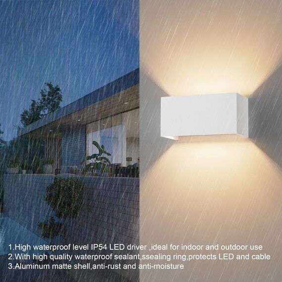 Klighten 2PCS 18W Wandleuchte mit Austauschbarer G9 LED Lampe Warmweiß 3000K, LED Wandleuchte Innen/Aussen Einstellbar Abstrahlwinkel Außenleuchte für Wohnzimmer Garten, IP54, Weiß