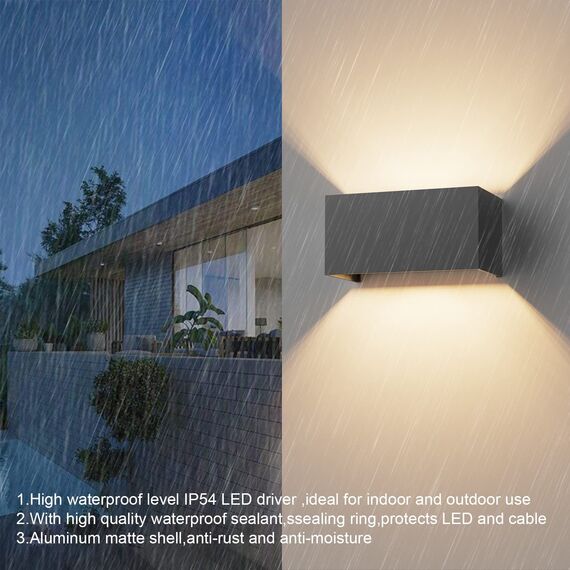 Klighten 2PCS 18W Wandleuchte mit Austauschbarer G9 LED Lampe Warmweiß 3000K, LED Wandleuchte Innen/Aussen Einstellbar Abstrahlwinkel Außenleuchte für Wohnzimmer Garten, IP54, Dunkelgrau