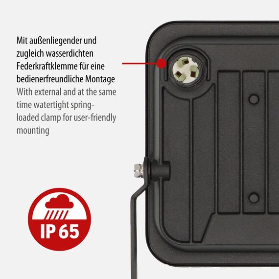 Brennenstuhl LED Strahler JARO 4060 / LED-Leuchte 30W für außen (LED-Außenstrahler zur Wandmontage, LED-Fluter 3450lm aus Aluminium, IP65), Schwarz