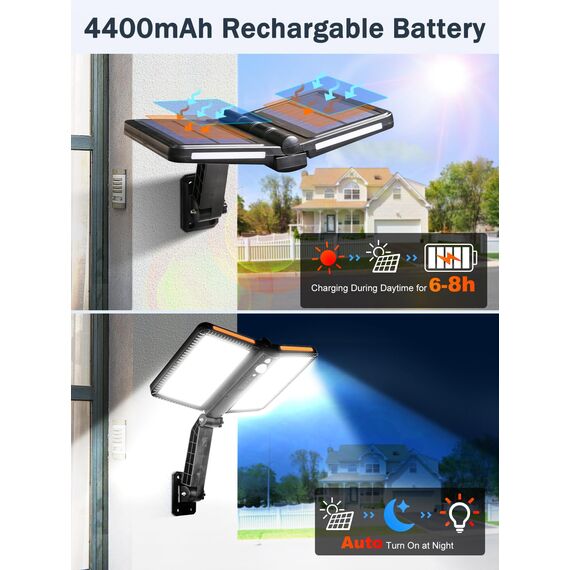 COLBOR Solarlampe für Außen, LED Solar Licht mit Bewegungsmelder 5 Modi IP65 Wasserdicht 218 LEDs Regolabile für Garage Garten Hof Terrasse (1 Pcs), Solarlampen-Außen-Solar-LED-Licht