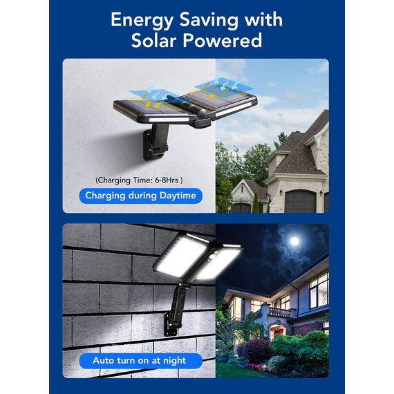 COLBOR Solarlampen für Außen, LED Solar Licht mit Bewegungsmelder 5 Modi IP65 Wasserdicht 218 LEDs Regolabile für Garage Garten Hof Terrasse (2 Pcs), Solarlampen-Außen-Solar-LED-Licht