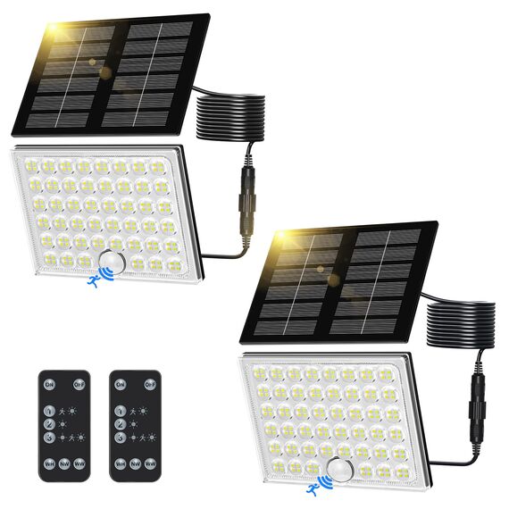 Realky Solarlampen für Außen mit Fernbedienung,Außenlampe mit bewegungsmelder,IP65 Wasserdichte Solarleuchte mit Drei Farbtemperaturen für Garage, Garten, Haustüren, Rasen-2 Stück