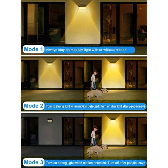 LANSOW Solarlampen für Außen mit Bewegungsmelder, 【188LED/Warmweiß/6 Stück】 Solarleuchten für Außen, 270° Solarleuchten für Außen, IP65 Wasserdichte Solar Strahler mit Bewegungsmelder für Garten Wand