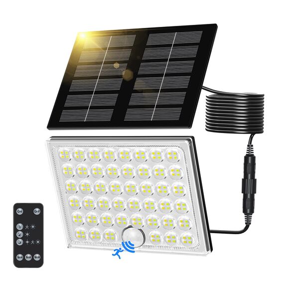 Realky Solarlampen für Außen mit Fernbedienung,Außenlampe mit bewegungsmelder,IP65 Wasserdichte Solarleuchte mit Drei Farbtemperaturen für Garage, Garten, Haustüren, Rasen-1 Stück