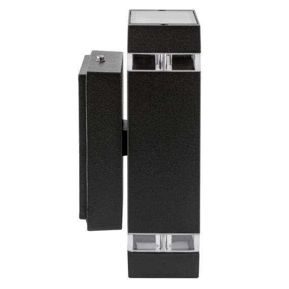 SSC-LUXon ZORA Aussenlampe Wand Up & Down schwarz IP44 – Wandleuchte mit LED GU10 3W Birne warmweiss– Wandlampe für Terasse & Hauseingang