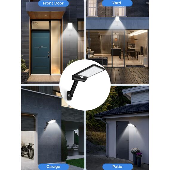 COLBOR Solarlampen für Außen mit Bewegungsmelder, 56 LED Solarleuchte mit Fernbedienung 3 Modi IP65 Wasserdicht 2200mAh Solar Strahler 2 PCS Schwarz, Solarlampe-Außen-Bewegungsmelder-LED-Sstrahler