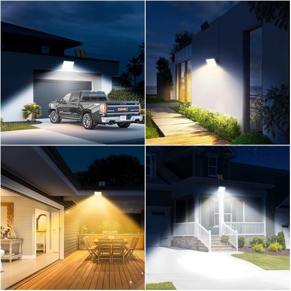 Realky Solarlampen für Außen mit Fernbedienung,Außenlampe mit bewegungsmelder,IP65 Wasserdichte Solarleuchte mit Drei Farbtemperaturen für Garage, Garten, Haustüren, Rasen-1 Stück