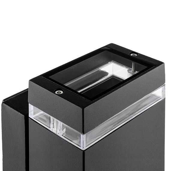 SSC-LUXon ZORA Aussenlampe Wand Up & Down schwarz IP44 – Wandleuchte mit LED GU10 3W Birne warmweiss– Wandlampe für Terasse & Hauseingang