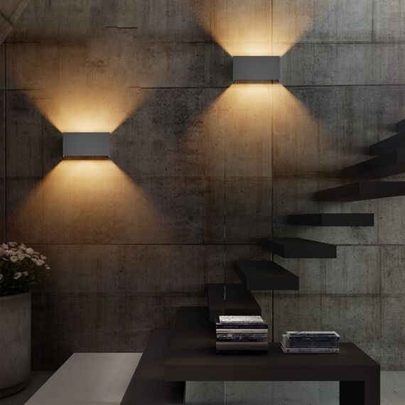 Klighten 2PCS 18W Wandleuchte mit Austauschbarer G9 LED Lampe Warmweiß 3000K, LED Wandleuchte Innen/Aussen Einstellbar Abstrahlwinkel Außenleuchte für Wohnzimmer Garten, IP54, Dunkelgrau