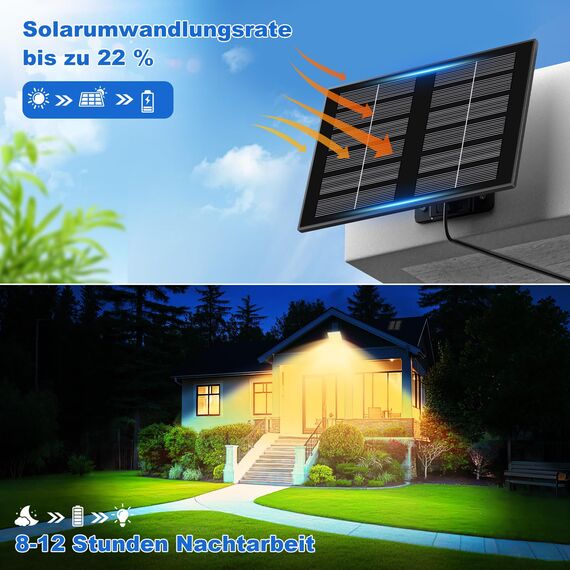 Realky Solarlampen für Außen mit Fernbedienung,Außenlampe mit bewegungsmelder,IP65 Wasserdichte Solarleuchte mit Drei Farbtemperaturen für Garage, Garten, Haustüren, Rasen-2 Stück