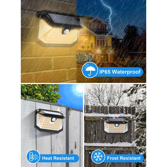 LANSOW Solarlampen für Außen mit Bewegungsmelder, 【188LED/Warmweiß/6 Stück】 Solarleuchten für Außen, 270° Solarleuchten für Außen, IP65 Wasserdichte Solar Strahler mit Bewegungsmelder für Garten Wand