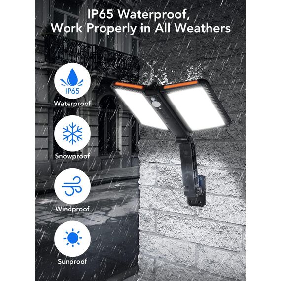 COLBOR Solarlampe für Außen, LED Solar Licht mit Bewegungsmelder 5 Modi IP65 Wasserdicht 218 LEDs Regolabile für Garage Garten Hof Terrasse (1 Pcs), Solarlampen-Außen-Solar-LED-Licht