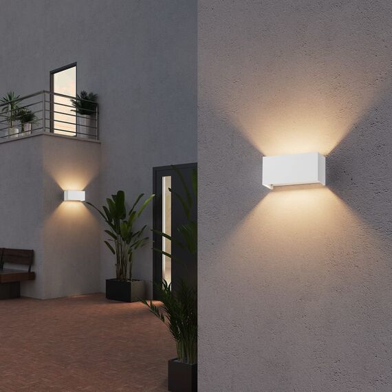 Klighten 2PCS 18W Wandleuchte mit Austauschbarer G9 LED Lampe Warmweiß 3000K, LED Wandleuchte Innen/Aussen Einstellbar Abstrahlwinkel Außenleuchte für Wohnzimmer Garten, IP54, Weiß
