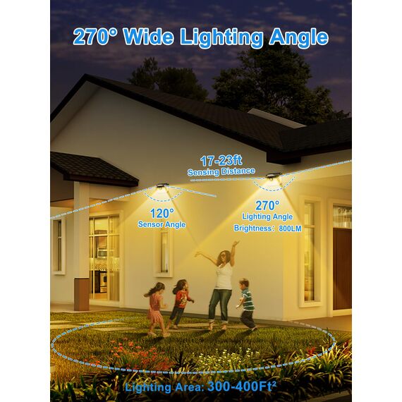 LANSOW Solarlampen für Außen mit Bewegungsmelder, 【188LED/Warmweiß/6 Stück】 Solarleuchten für Außen, 270° Solarleuchten für Außen, IP65 Wasserdichte Solar Strahler mit Bewegungsmelder für Garten Wand