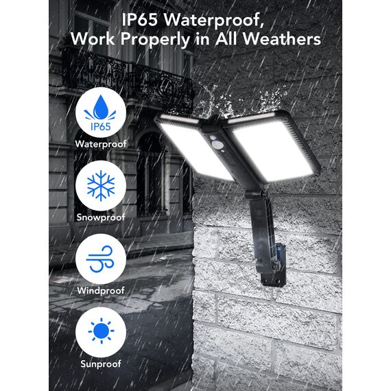 COLBOR Solarlampen für Außen, LED Solar Licht mit Bewegungsmelder 5 Modi IP65 Wasserdicht 218 LEDs Regolabile für Garage Garten Hof Terrasse (2 Pcs), Solarlampen-Außen-Solar-LED-Licht