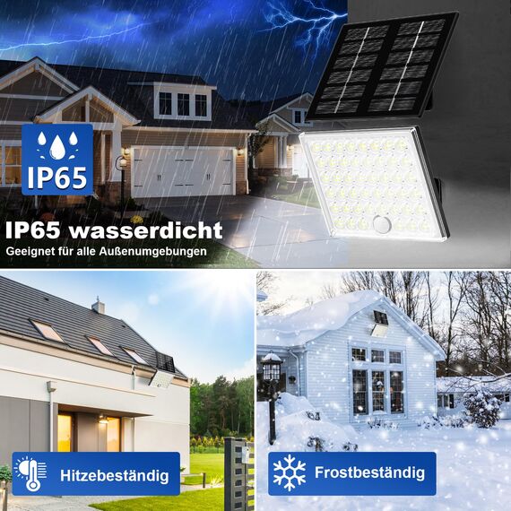 Realky Solarlampen für Außen mit Fernbedienung,Außenlampe mit bewegungsmelder,IP65 Wasserdichte Solarleuchte mit Drei Farbtemperaturen für Garage, Garten, Haustüren, Rasen-2 Stück