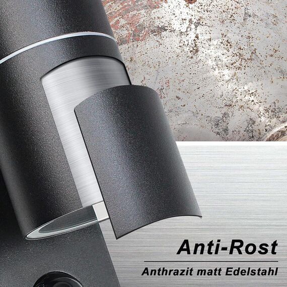 Wondlumi Außenlampe mit Bewegungsmelder GU10 Modern Außenleuchte Schwarz Matt IP44 LED Wandleuchte Aussen 230V inkl.1x 5W GU10 Warmweiß Glühbirne