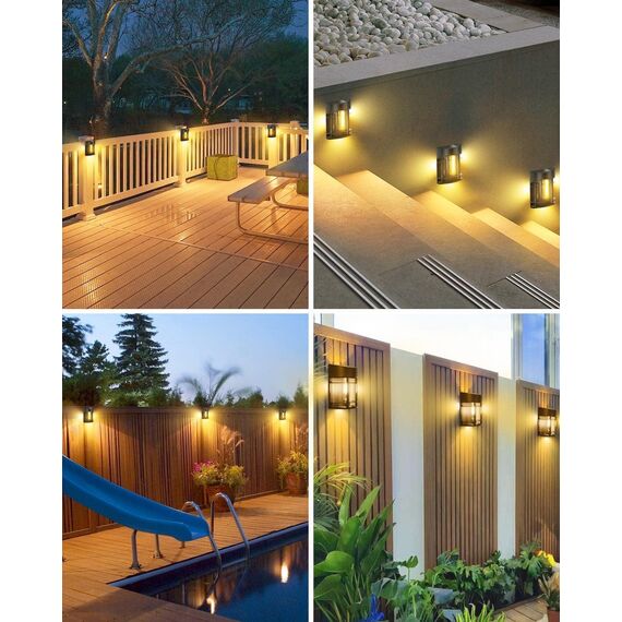 nipify Solar Wandleuchte Aussen, 6 Stück Solarleuchten für Außen Wandleuchte Aussen Garten IP65 Wasserdicht Solar LED Aussenleuchten Wand Außenlampe Kabellos für Veranda Garage Zaun Rasen Warmweiß