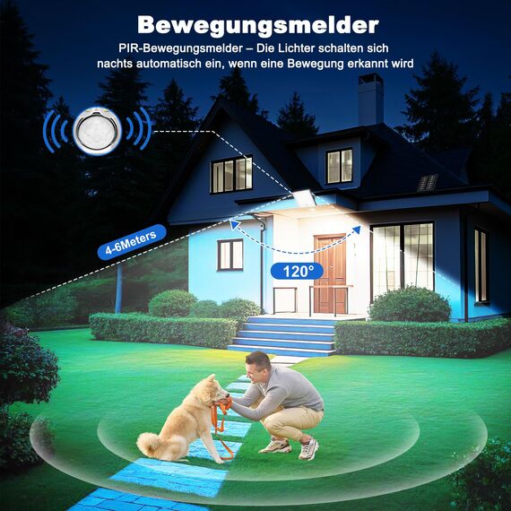 Realky Solarlampen für Außen mit Fernbedienung,Außenlampe mit bewegungsmelder,IP65 Wasserdichte Solarleuchte mit Drei Farbtemperaturen für Garage, Garten, Haustüren, Rasen-2 Stück