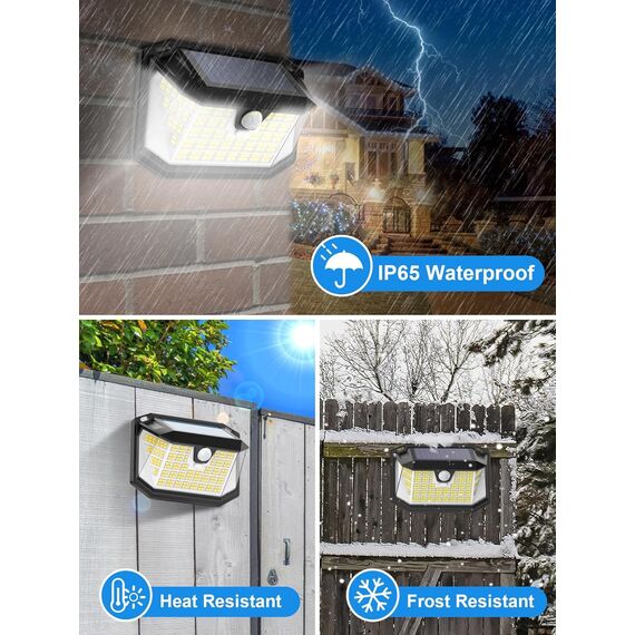 LANSOW Solarlampen für Außen mit Bewegungsmelder, 【188LED/Warmweiß/2 Stück】 Solarleuchten für Außen, 270° Solarleuchten für Außen, IP65 Wasserdichte Solar Strahler mit Bewegungsmelder für Garten Wand