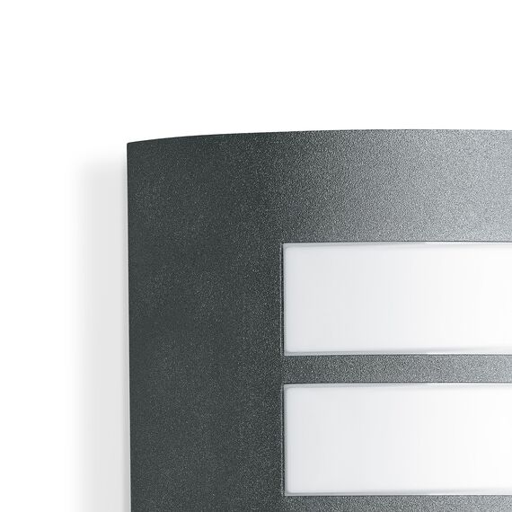 Steinel Außenleuchte L 12 S anthrazit, 180° Bewegungsmelder, Dämmerungssensor, Alu-Blende, E27, Max. 60W Wandleuchte, 27.2 x 15.5 x 10.8 cm