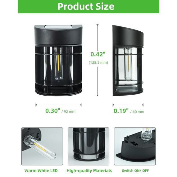 nipify Solarlampen für Außen, 2 Stück Solarleuchten für Außen Wandleuchte Aussen Garten Solar LED Aussenleuchten Wand IP65 Wasserdicht Außenlampe Kabellos für Veranda Pfad Garage Zaun Balkon Warmweiß