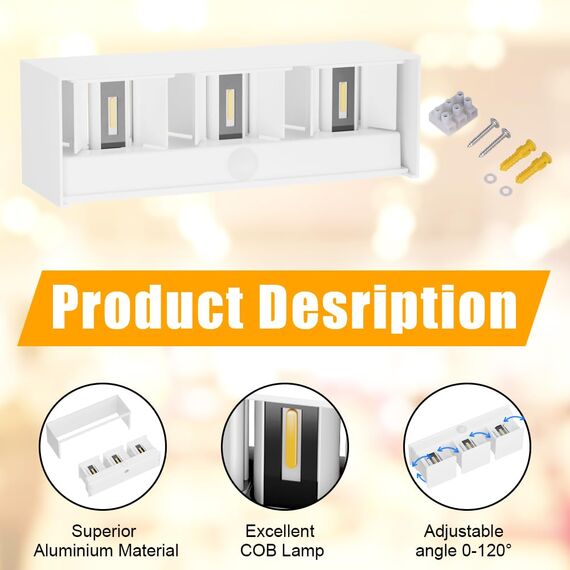 Klighten 30W Außenlampe mit Bewegungsmelder, Aussenleuchten mit bewegungsmelder Einstellbarer Lichtstrahl, Außenwandleuchte mit Bewegungsmelder Außen/Innen für Garten, IP65,3000K, Weiß