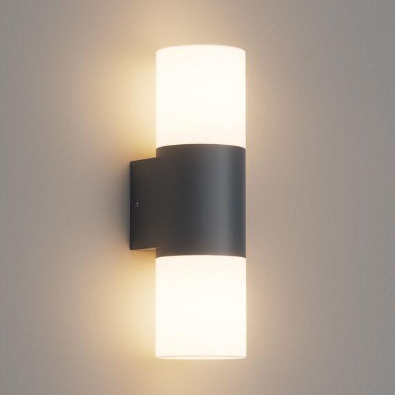 Klighten Wandleuchten E27 Außen/Innen 2 flammig, Außenleuchte Anthrazit, Up and Down Außenlampe, IP54 Aussenlampe, Aluminium Außenwandleuchte, Modern Wandlampe für Eingang Terrass, ohne Leuchtmittel