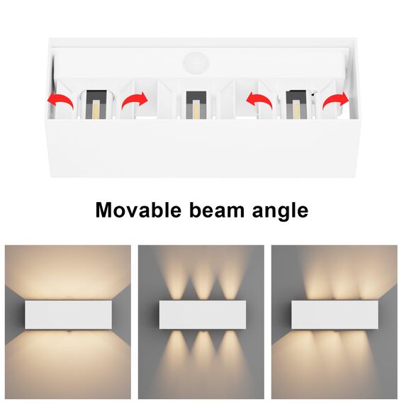 Klighten 30W Außenlampe mit Bewegungsmelder, Aussenleuchten mit bewegungsmelder Einstellbarer Lichtstrahl, Außenwandleuchte mit Bewegungsmelder Außen/Innen für Garten, IP65,3000K, Weiß