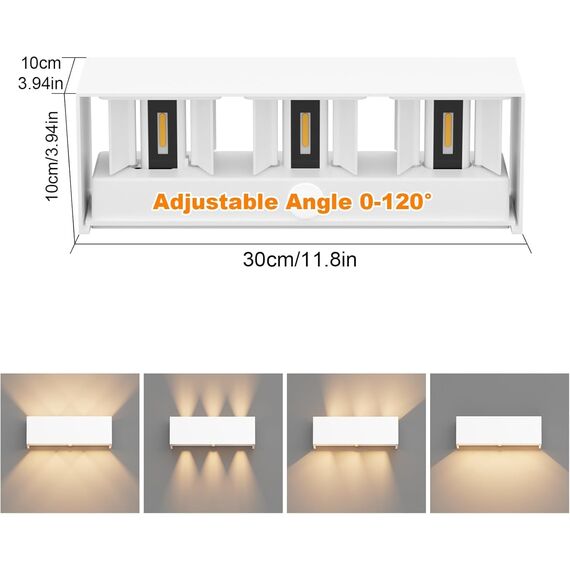 Klighten 30W Außenlampe mit Bewegungsmelder, Aussenleuchten mit bewegungsmelder Einstellbarer Lichtstrahl, Außenwandleuchte mit Bewegungsmelder Außen/Innen für Garten, IP65,3000K, Weiß