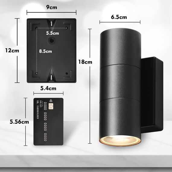 CELAVY LED Wandleuchte Wandlampe aussen, IP65 Wasserdichte Außenleuchte Wand aus Aluminium, Up Down Aussenleuchte Außenlampe GU10 Außenbeleuchtung Außenwandleuchte Balkon Garage Terrasse, Schwarz