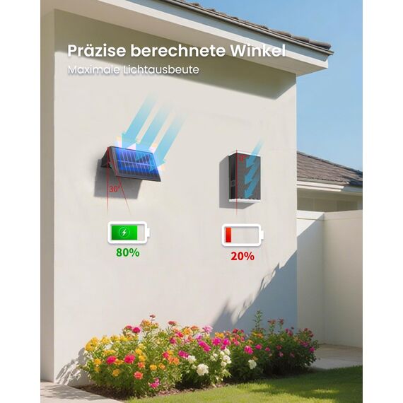 IIRARA wandleuchte solar außen solar wandleuchte aussen solarlampen Nach Oben und Unten Beleuchtet 4 LEDs IP67 Wasserdichte Solarleuchte für Garten Balkon Terrasse Treppen Warmweiß 12er