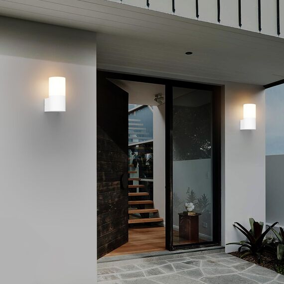 Klighten 2 Stück Außenwandleuchten E27 Fassung Aussenleuchte, Wandleuchten Außen/Innen, IP65 Außenleuchte, Aluminium Außenlampe, Wandlampe für Eingang Terrass, Max 40W, ohne Leuchtmittel, Weiß