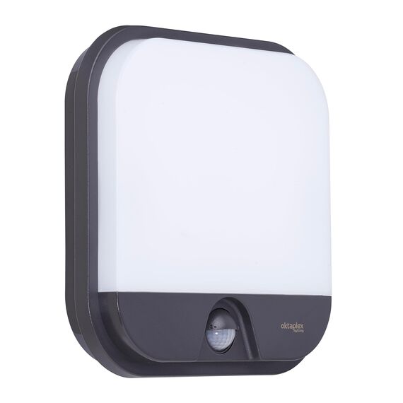 Oktaplex Cera Aussenlampe mit Bewegungsmelder IP54 Außenwandleuchte 3000K warmweiß 1850lm LED Außenleuchte anthrazit 19,5W 230V