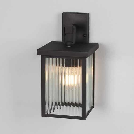 DAWALIGHT Wandleuchte Aussen Geriffeltes Glas Außenwandlaterne Rechteckige Wandlampe Wandaussenleuchte E27 wandlaterne Außen für Wohnzimmer Garten Hauswand Terrasse Draußen, Schwarz, Anti Rost Metall