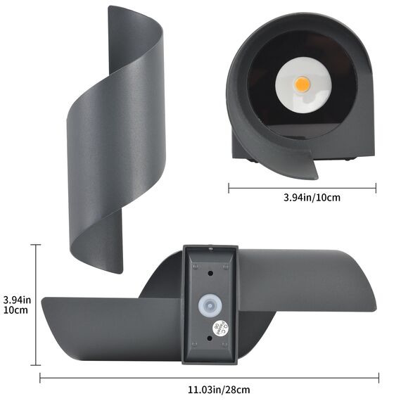 LED Wandleuchte Innen/Außen,10W Außenleuchte Wandlampe,IP65 wasserdichte Aussenleuchte 6000K kaltweiß Aussenleuchten,Modern Up Down Dekorative Wandlichter für Garten,Wohnzimmer,Schlafzimmer Anthrazit
