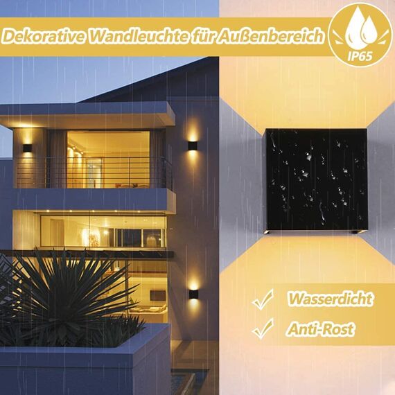 BENMA 12W Wandleuchte, Wandlampe Innen/Außen, Warmweiß Wandleuchten, 3000K LED Außenwandleuchte IP65 für Schlafzimmer, Wohnzimmer, Draussen, Verstellbarem Abstrahlwinkel, Schwarz