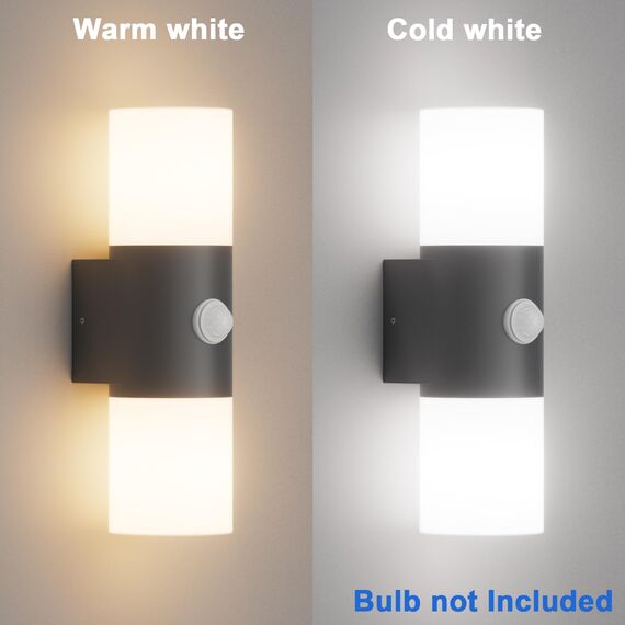 Klighten Wandleuchten E27 Außen/Innen 2 flammig, Dunkelgrau Außenlampe mit Bewegungsmelder, Up and Down Außenleuchte IP54 Aussenlampe, Aluminium Modern Wandlampe für Eingang Terrass, ohne Leuchtmittel