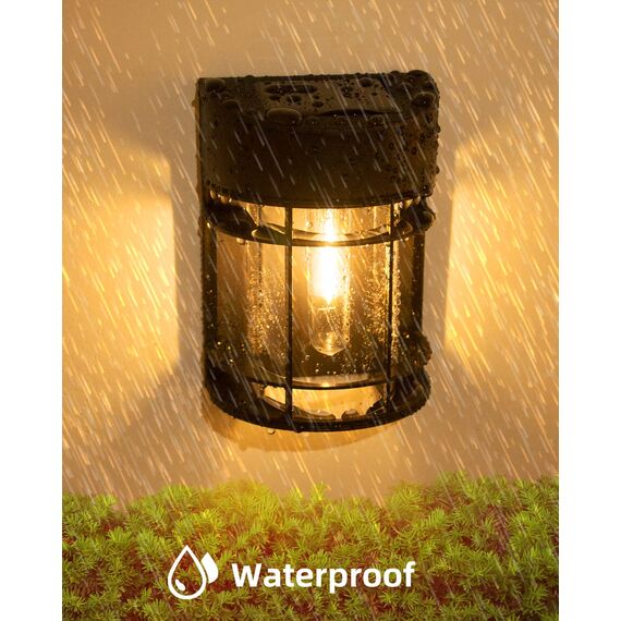 nipify Solarlampen für Außen, 2 Stück Solarleuchten für Außen Wandleuchte Aussen Garten Solar LED Aussenleuchten Wand IP65 Wasserdicht Außenlampe Kabellos für Veranda Pfad Garage Zaun Balkon Warmweiß