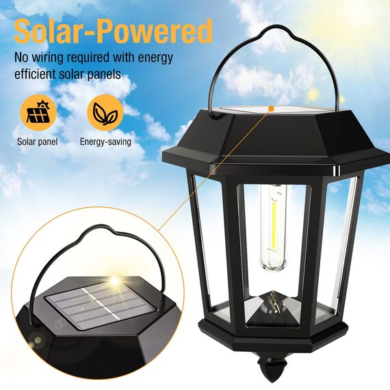 Woolmug 2 Stück Solarlampen für Außen Hängend, Retro Solarlaterne für Außen Wasserdicht, Glas Edelstahl Solarleuchten Garten, Solar Wandleuchte Aussen Gartenleuchten Deko für Garten Wand Terrasse