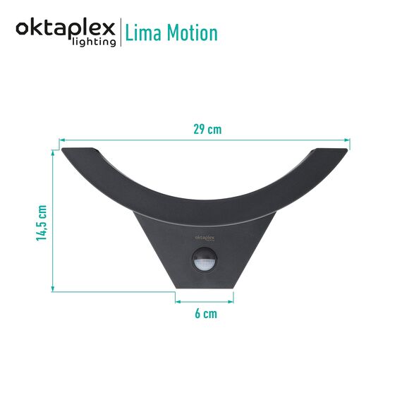 Oktaplex Aussenlampe mit Bewegungsmelder LED warmweiß IP54 Außenleuchte 750lm 10W Wandleuchte anthrazit Außenbeleuchtung 3000K Außenlampe Lima Motion